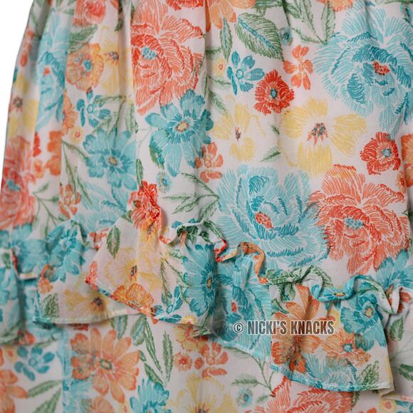 1. State Floral Chiffon Mini Skirt Ruffle Pull On High Waist Lined Size L - Picture 5 of 11